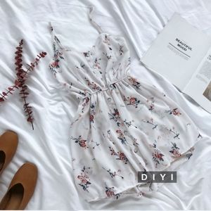 diyi white floral romper nwot
